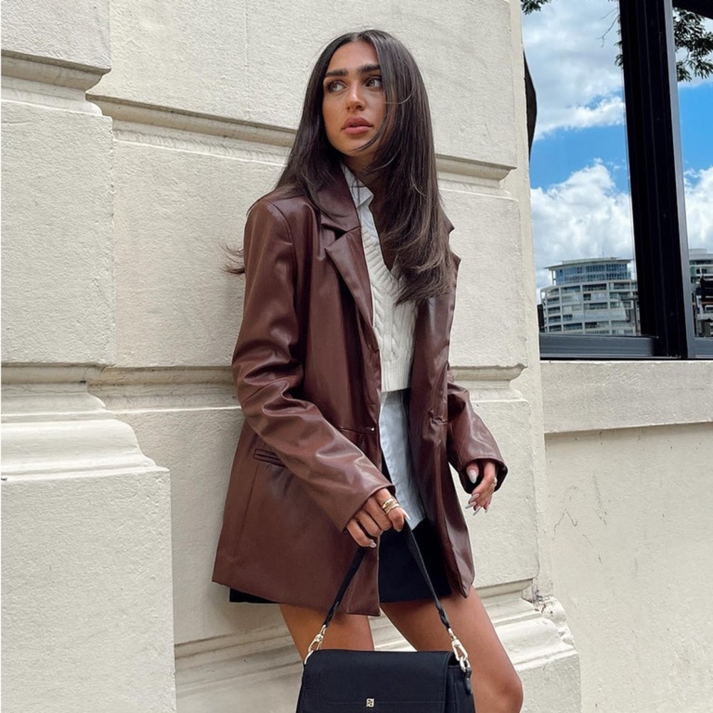 MORRISON FAUX LEATHER BLAZER NWOT